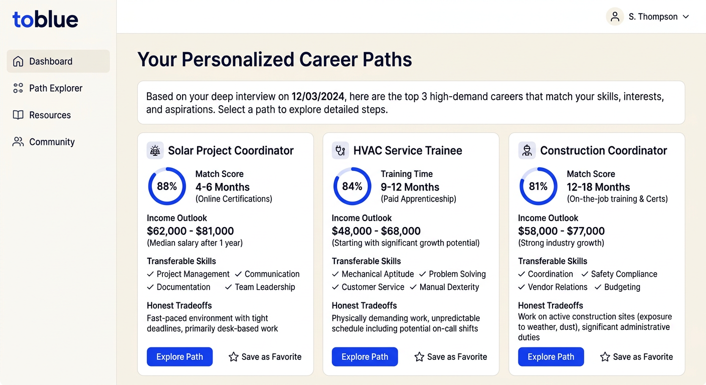 Get paths that fit: Three paths, with the tradeoffs made visible
